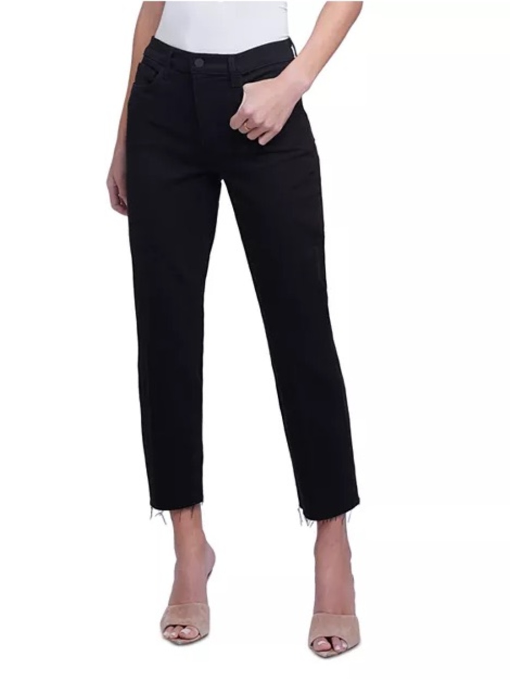L’agence Sada High Rise Cropped Straight Leg Jeans in Noir